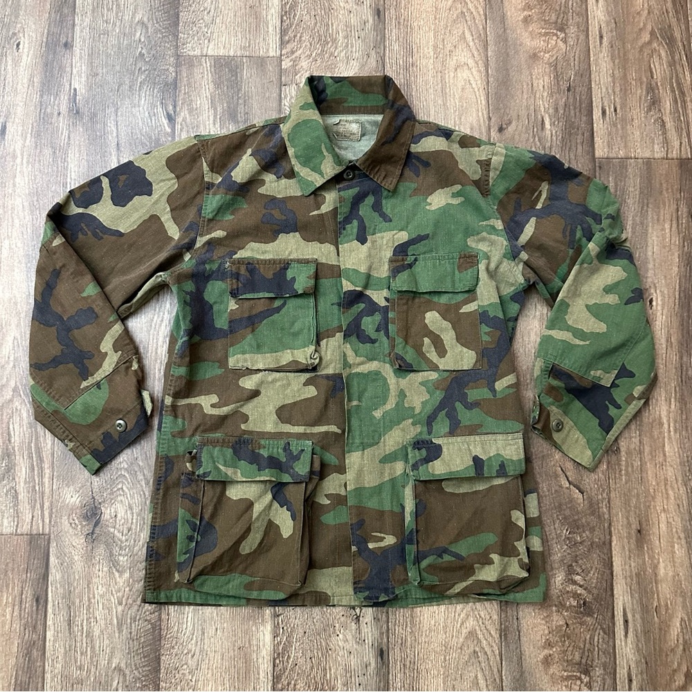 Army Woodland Camo Combat Jacket Men’s Size Medium Long